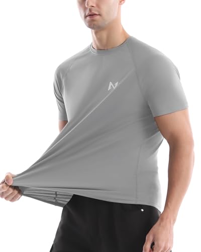 isnowood UPF 50+ Swim Shirts for Men, Sun Protection Quick Dry Rash Guard, Mens Short Sleeve Surf Athletic Shirt