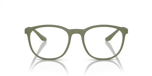 Emporio Armani Men's EA3229 Round Prescription Eyewear Frames, Matte Sage Green/Demo Lens, 53 mm
