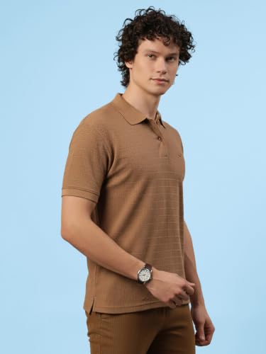 Image of Lux Nitro Men's Self Knitted Premium Cotton Blend Solid Polo T-Shirt | Soft Texture | Classic Collar | Short Sleeve Casual Wear