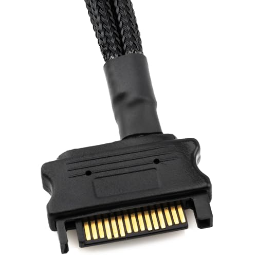 CRJ 15-Pin SATA to 2 PC Fan Power Adapter Cable - 12-inch (30cm), Black Sleeved - Power Up to Two 3-Pin & 4-Pin Computer Cooling Fans from an ATX 15-Pin SATA Power Connector (12V - Full Speed)