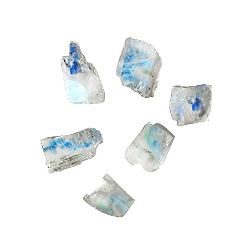 Gempires Natural Rainbow Moonstone Raw Gemstone for Jewelry, 15 to 25 mm Moonstone Rough, Rainbow Moonstone Loose Chips, Loose Rough Gemstone Supply, 50 Carat Lot