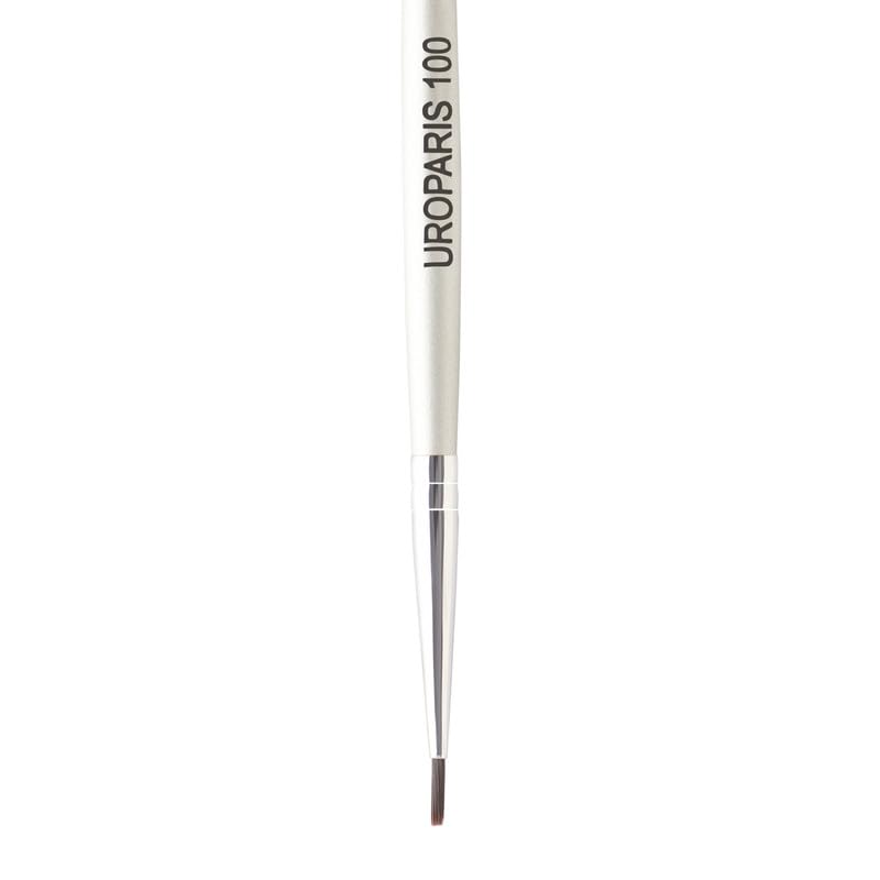 UROPARIS 100 Eyeliner Brush For Makeup | Slim & Sparse-Tipped Brush with Wooden Handle | Synthetic Bristles, Brass Accents - Silver (1 Piece) 1