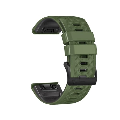 guoren Correa de Silicona de 26mm y 22mm fit for Garmin Fenix ​​7X 7 6X 6 Pro 5X Plus 3HR 955 945 Epix Gen 2 MK2i Tactix(Army Green,22mm)