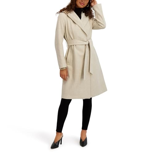 kensie Women's Outerwear Knit Faux Wool Jacket with Belted Waist2