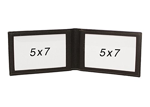 Karandu Double 5X7 Landscape Leather Picture Frame - Black #TOP2