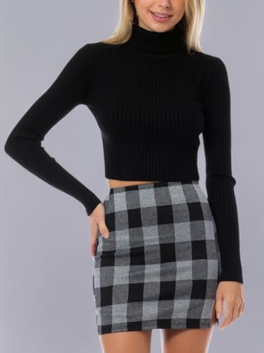 Image of MixMatchy Women's Cropped Ribbed Turtleneck Sweater