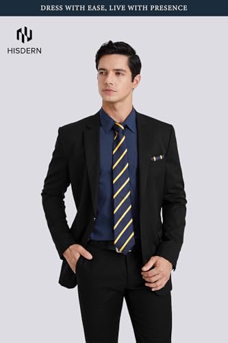 Image of HISDERN Mens Dress Shirt with Tie Pocket Square Set Classic Button Down Shirt Matching Tie Long Sleeve Shirts