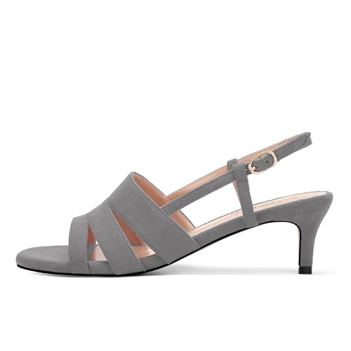 ROSERWISH Women's Strappy Low Kitten Heel Open Square Toe Slingback Suede Heeled Sandals Party Dress Wedding Dance Shoes2