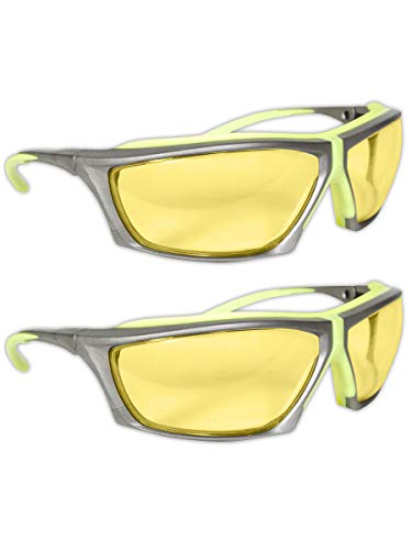 ANSI Z87 Impact Resistant Anti-Fog Safety Glasses with Ratcheting Temple System & TPR Cushion, UV Resistant, Scratch Resistant (2 Pair)