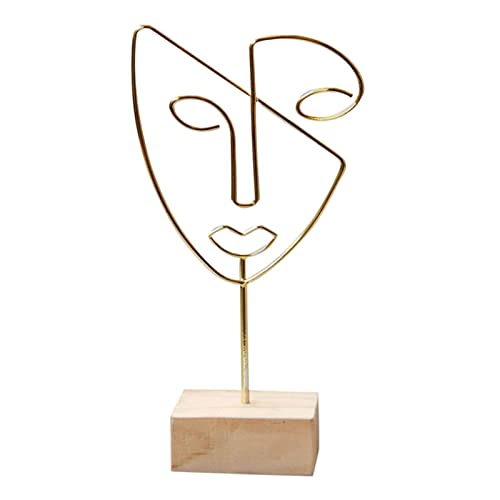 Duiaynke Figura moderna Cara Esculturas Abstractas Esculturas Cara Humana Esquema Línea Metal Figura Arte Decoración (Oro)