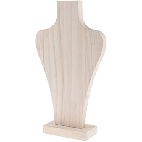 Taotenish Jewelry Display Wooden Necklace Mannequin Display Stand Model Bust Stand Room Showcase - Wood, L Cover