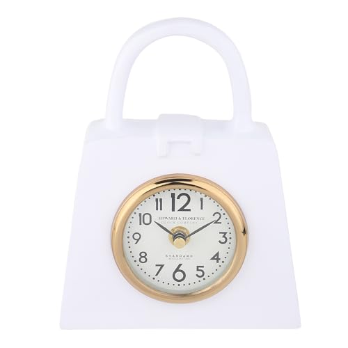 Image of Decor de Maison Brings Handcrafted Bag of Time Table Clock for KidsRoom, Living Room, Bedroom, Study Table|Classic Non-Ticking Tabletop Battery Operated Analog Desk Clock in White (19x5x19cm)