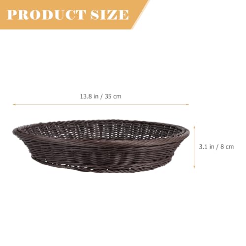 Cesta de pan tejida de PP resistente café, panera de gran capacidad para frutas 3