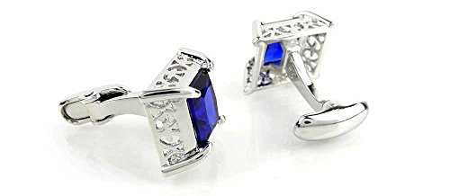 1 Par de Mancuernillas para Hombre Azul Cristal Hueco miniatura 2