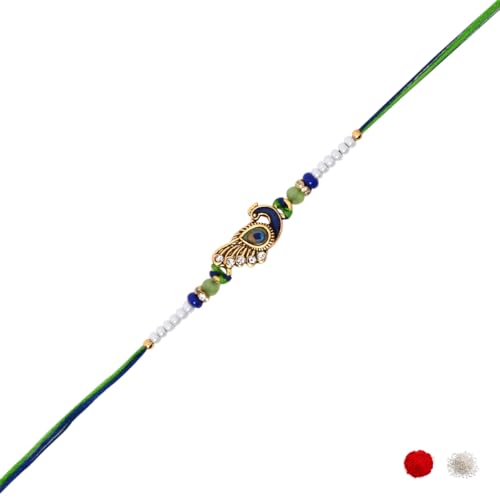 Image of I Jewels Design Rakhi With Roli Chawal & Rakshabandhan Card For Bro /Brother /Bhai
