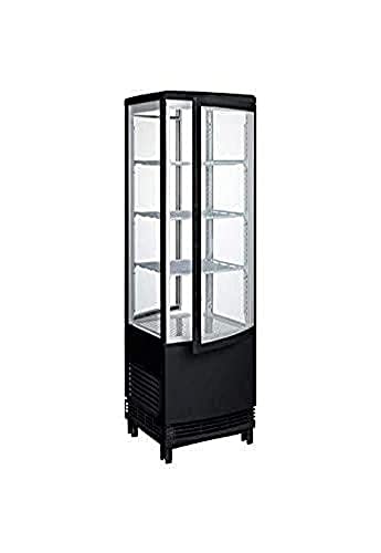 Winco CRD-1K, 17-Inch Countertop Refrigerated Beverage Display, Black, 120V, 180W, Curved Doors