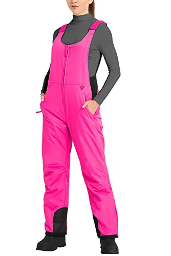 Sportneer Snow Pants Women Essential Insulated Ski Pants Women Snow Bibs Overalls for Ski Snowboard Bright Pink M