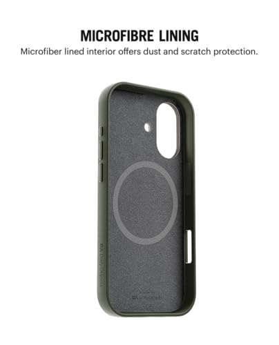 Image of DailyObjects Leatherite Case for iPhone 16 Compatible with Mag-Safe Wireless Charging | Green-Olive Hybrid Magnetic Back Cover