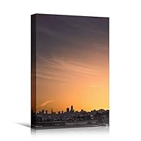Canvas Wall Art City Sunset Coastal Orange Photography Relax/Calm Romantics Sunset Warm - 12x18 inches