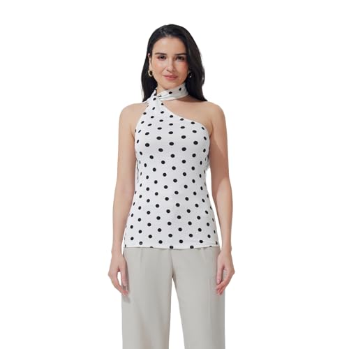 Women's Asymmetrical Halter Neck Slim Fit Sleeveless Stretch Tank Top