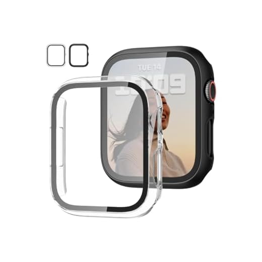 Kit 2 Capas Premium Bumper Vidro temperado fosca compatível com Apple Watch Series 9 8 7 41mm/45mm/ ultra 49mm (Preto/Transparente, 41MM)