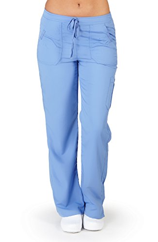 Ultra Soft Brand Scrubs - Premium Womens Junior Fit Cargo Pocket Scrub Pant, Ceil Blue 38133-X-Small