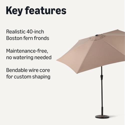 Image of Amazon Basics 95.3 inch Patio Umbrella with Crank Lift and Push Button Tilt, Outdoor Umbrella for Yard and Garden, Tan