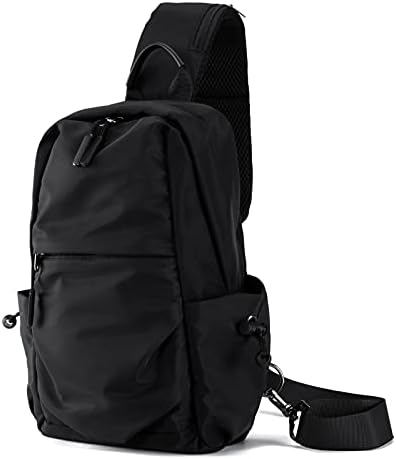 Seoky Rop Men Women Sling Bag Backpack Lightweight Water Resistant Small Chest Shoulder Crossbody Bags for Walking Travel Cycling Black