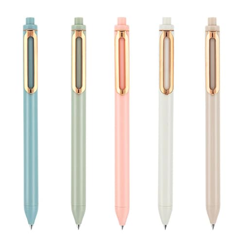 CVDYWDJIE 5 bolígrafos de gel de 0,5 mm, bolígrafos de gel, retráctiles, de secado rápido, lápices de diario, papel de escritura, adecuados para oficina, escritura y pintura