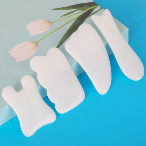 Image of airogym 4 Pack Gua Sha Scraping Massage Tool, Natural Stone Gua Sha Board for Face and Body, Facial Tool Set for SPA Acupuncture Therapeutic Massage, Relieve Stress & Pain Treatment