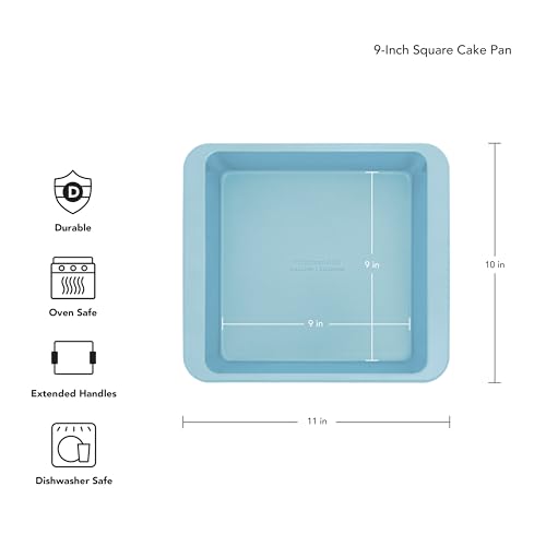 Image of KitchenAid Nonstick Aluminized Steel Square Cake Pan, Dishwasher Safe, Mineral Water, 9 Inch