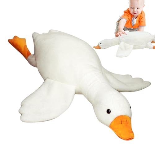 Peluche de gansos blancos – Almohada de peluche gigante, juguete suave para abrazar, cojín gigante | Regalo cómodo para la hora de acostarse, para niños, niñas, adolescentes, adultos, sofá, dormitorio