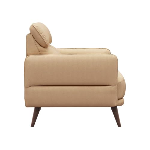 Image of Wakefit 1 Seater Sofa | 5 Year Warranty | Ivory Leatherette, Neem Wood, Standard Size, Living Room