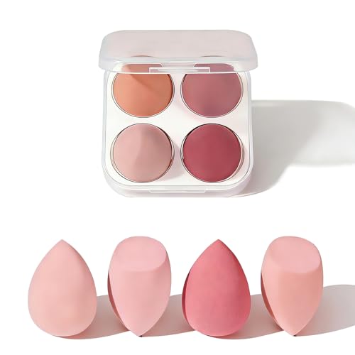 WENRENMK Esponja Maquillaje, 4 Pzs Esponjas de Belleza para Base, Húmedo y Seco, Sin Látex para Base, Crema BB, Líquido, Protector Solar y Más