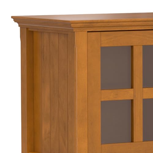 SIMPLIHOME Acadian TV Stand - 60 inch Wide Solid Wood Media Console in Light Golden Brown, Transitional Entertainment Center for Living Room for TVs up to 65 Inches with Glass Cabinets and Shelves - Image 8