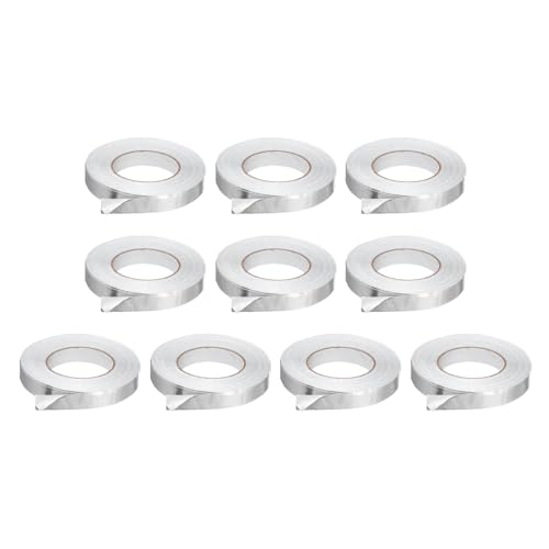 sourcing map 10pcs Heat Shield Tape 0.78 x 164 Ft Waterproof Sunscreen Sound Insulation High-Temperature Resistance Silver Aluminum Tape Thickness for Automotive Repairs