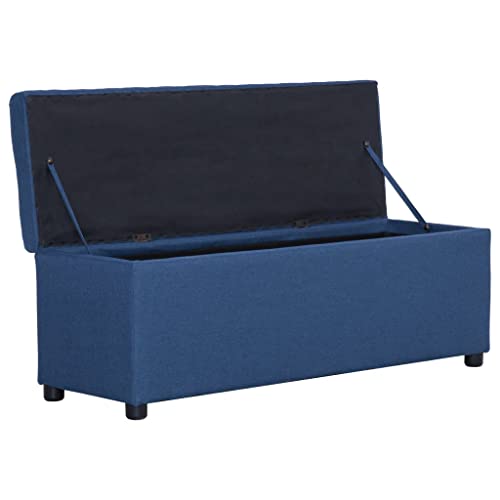 Banc avec compartiment de rangement en polyester rembourré bleu de finition supérieure - 6