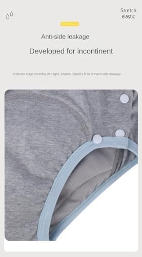Miniatura 6 de Pantalones de incontinencia de algodón para adultos ropa interior lavable, transpirable, ajustable a prueba de fugas para personas mayores