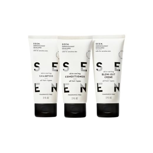 SEEN Travel Trio, Fragrance Free - Non-Comedogenic & Sulfate-Free Blow-Out Hair Cream, Shampoo & Conditioner Set- Reduces Frizz- Heat Protectant- Safe for Sensitive & Eczema Prone Skin
