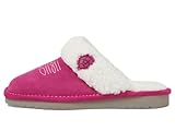 ARIAT Women's Jackie Square Toe Warm Soft Suede Leather Indoor Outdoor Slippers with Plush Collar, Berry Pink, 7