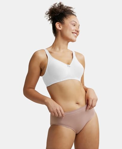 Image of Jockey ES13 Women Wirefree Non Padded Super Combed Cotton Elastane Stretch Full Coverage Plus Size Bra with Side Panel Support