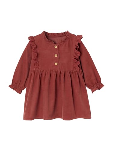 Vertbaudet Mädchen Baby Cordkleid mit Volant und Lochstickerei terrakotta...