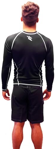 Da Hui Mens Long Sleeve Rash Guard Water Surf Shirt UPF 50+3