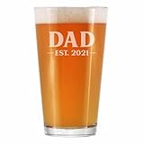 Dad Est 2021 - New Father Pint Glass Gift for First Time Parents - Bold 16 Oz Glasses
