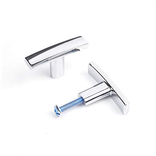 Koofizo T Cabinet Knob -Chrome Pull Handle, Pack Of 5 For Kitchen Cupboard Door, Bedroom Dresser Drawer, Bathroom Wardrobe Hardware (Overall Length 45Mm / 1.8 Inch) #TOP6