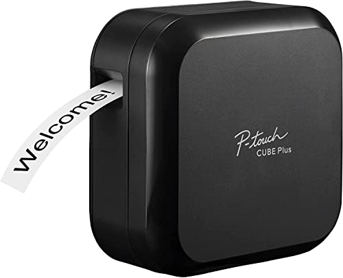 Brother P-Touch Cube Plus Versatile Label Maker, Black- Bluetooth Wireless and USB Wired Connectivity - Design & Print Personalized Labels, Lightweight and Portable, Auto Cutter, Tillsiy Printer Cable