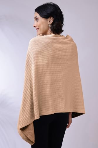 Image of Zelena Cotton Bamboo Blend Premium Nursing Cover for Breastfeeding | Breastfeeding Cover for Mothers | Feeding Shawl for Mother | Feeding Cloth | Breathable Nursing Covers | Poncho For Mom (Champagne)
