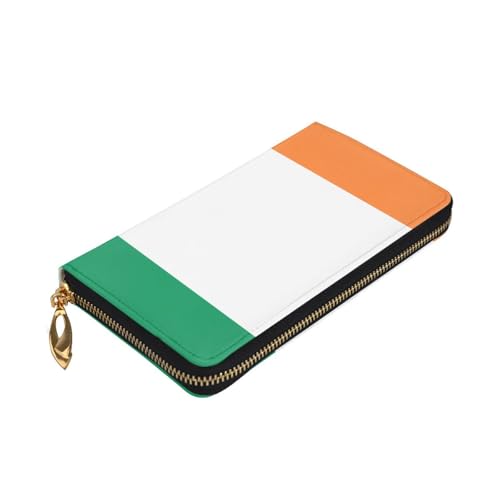 Irish flag Women's Wallet Long Zip Around, Premium Vegan Leather Wallet with 12 Card Holders, Large Capacity,Gift Ready Packaging3