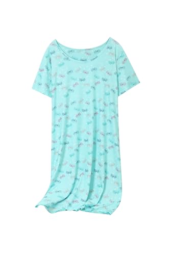 3 Pack Women's Cotton Nightgown Sleepwear Short Sleeve Sleepshirt Casual Print Sleepdress Cotton Sleepwear，S-3XL2