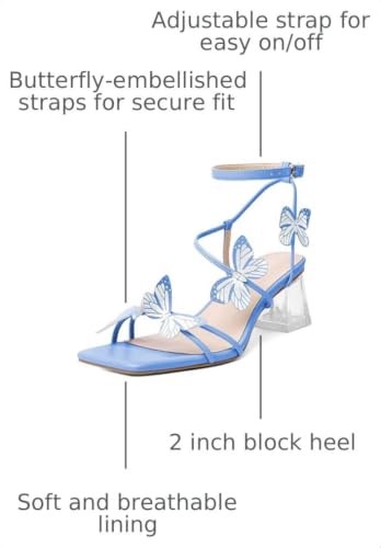 Image of Zamikoo Women's Heeled Sandals Square Open Toe Ankle Strap Block Heels Strappy Clear Heels Chunky Low Heels